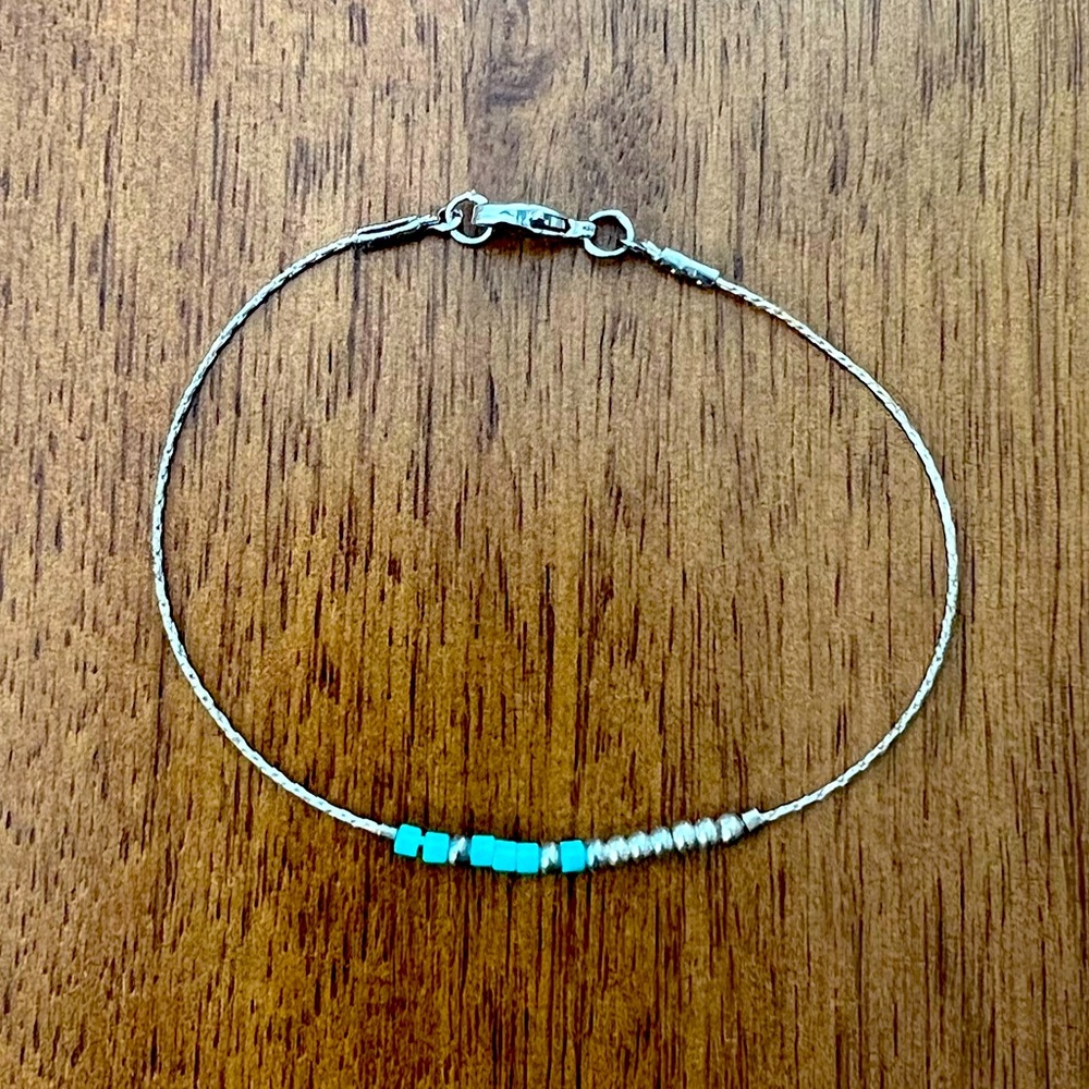 Bracelet with Blue Beads - 6”